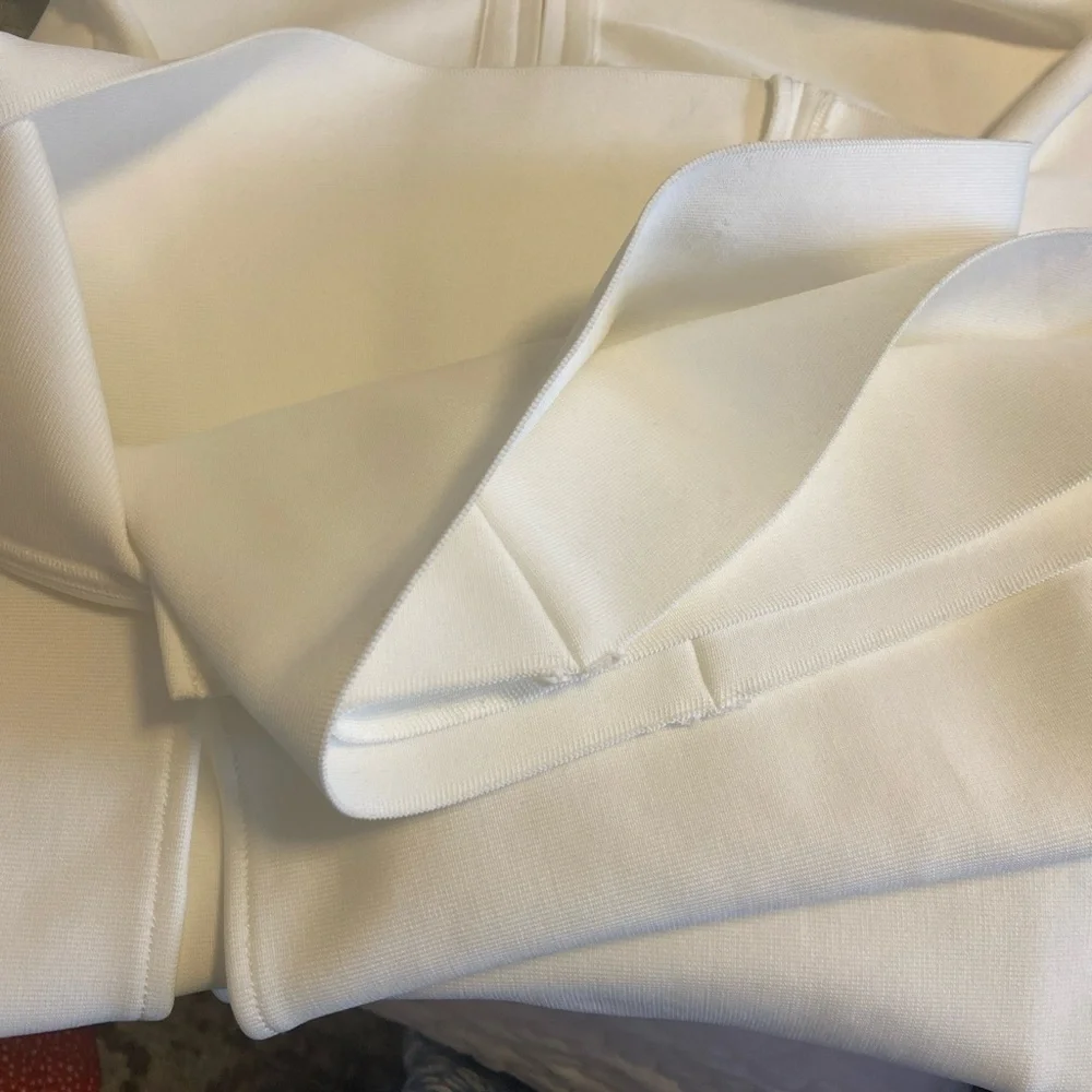 NovaLuxe  Mira Embellished Maxi Gown White Front Slit Strapless Size Large - Picture 16 of 16